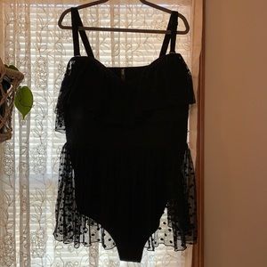 Torrid black polka dot one piece swimsuit